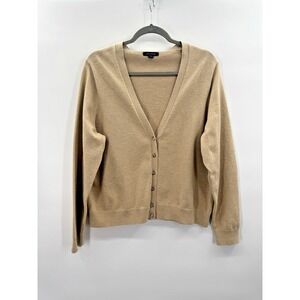 Lands End Womens 1X Cardigan Cotton Neutral Bling Button Layering Preppy Coastal